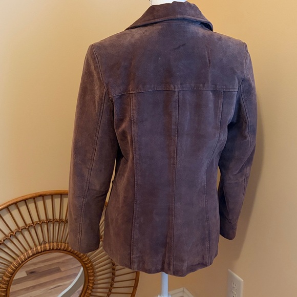 Vintage Cocoa Brown Suede Blazer Coat Chocolate Wilsons Leather Colebrook Small - Picture 12 of 16